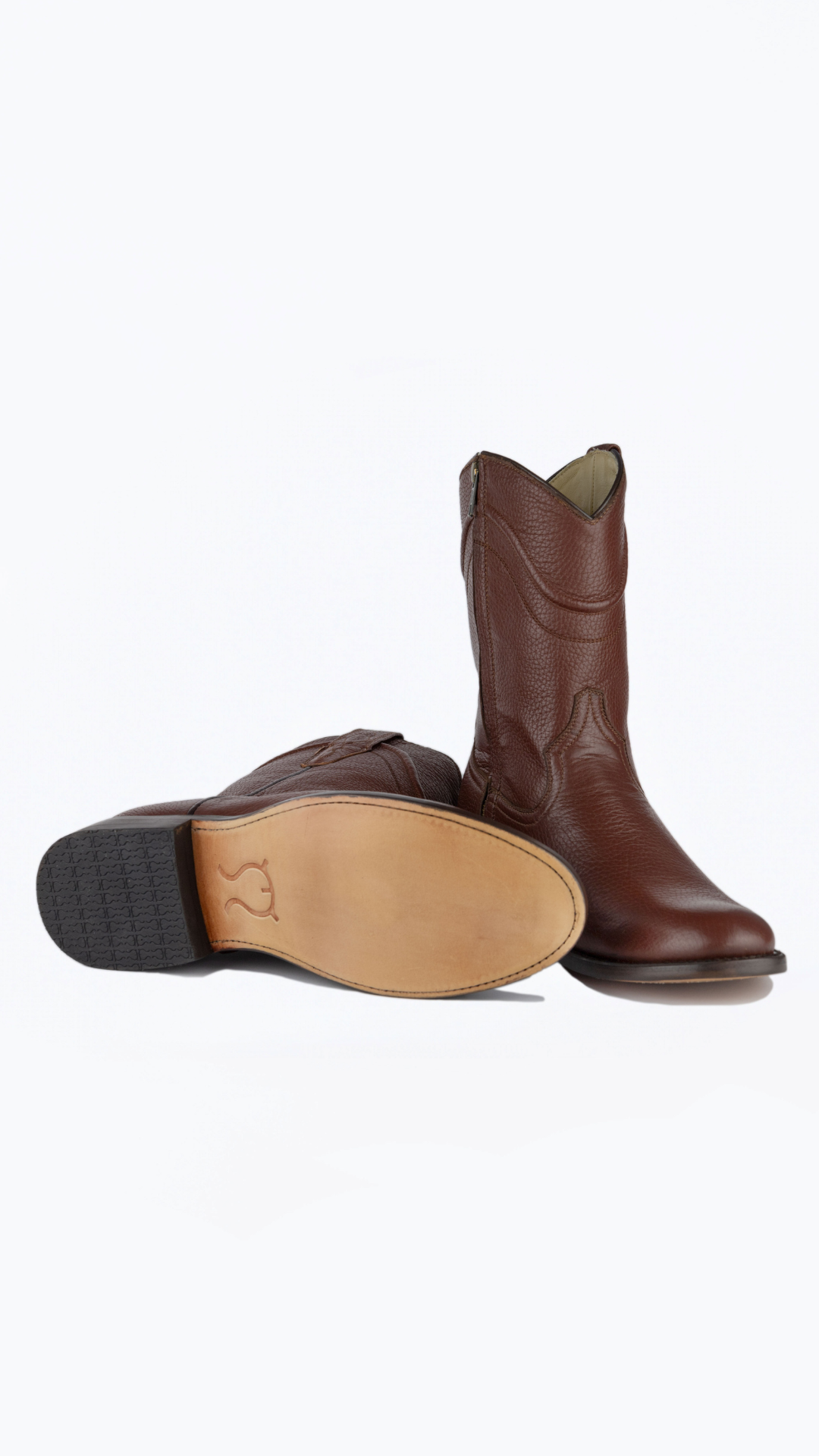 Bota roper piel genuina de venado color nogal